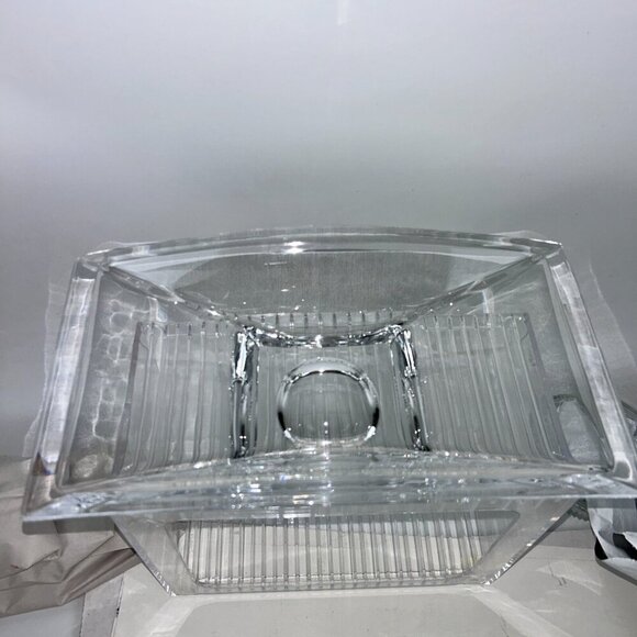 Nambe Crystal Planar Bowl 7"X13" Large Modernist Arched Centerpiece Elegant Vase - Picture 3 of 16